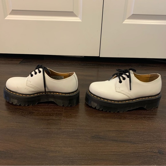 Dr. Marten 1461 Smooth Leather Platform Shoes White Size 6 - Picture 3 of 7